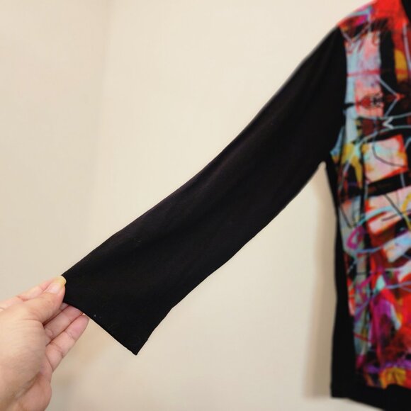 Simply Art by Dolcezza Top Multi Color Abstract Tunic Long Sleeve Women L Artsy - Picture 6 of 12